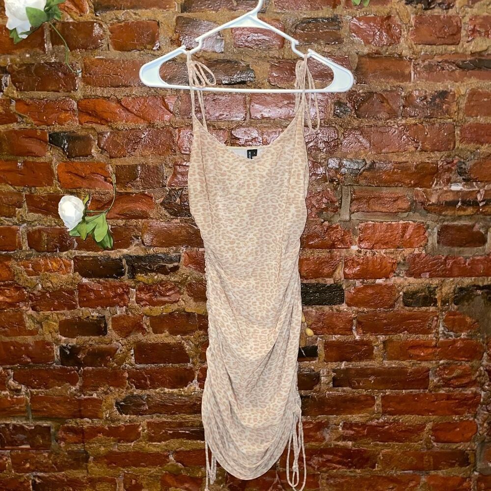 Kendall and kylie Women's Cream and Brown leopard print Dress